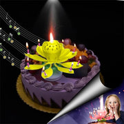 Yellow "Happy Birthday" Singing Musical Flower Candle - Rotating Party Light Magical Lotus Music Cake Candles Lotus Candle Supreme Black Fox